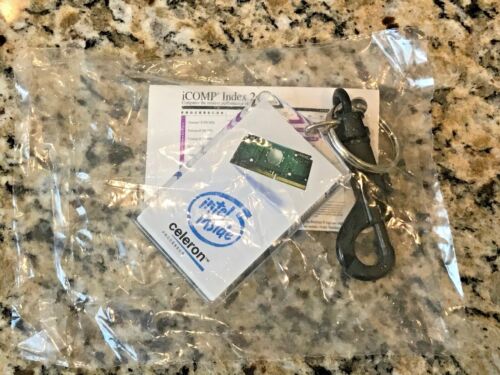 Vintage 1998 Intel Celeron keychain iCOMP index marketing collateral w/clip NEW - Picture 1 of 7