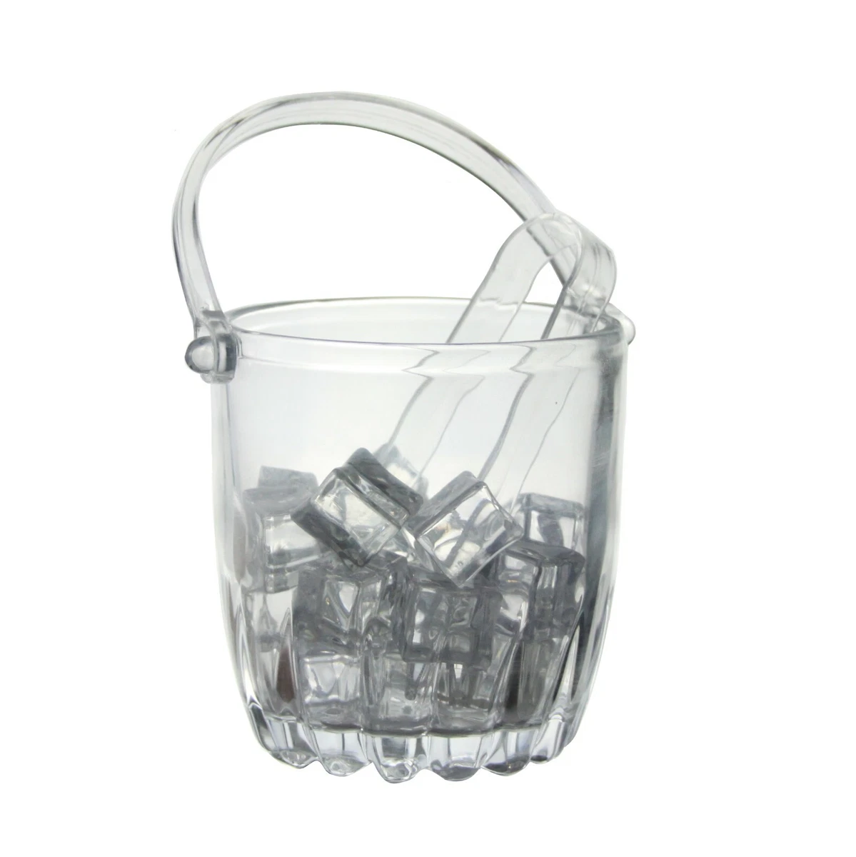 Glass Ice Cube Serving Bucket With Tongs Cooler Champagne Wine