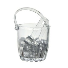 Glass Ice Cube Serving Bucket With Tongs Cooler Champagne Wine Drinks Party