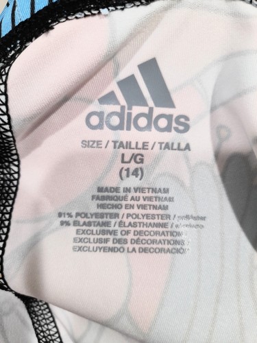 Adidas Originals All Over Print Bike Shorts Clear Sky Girl's Size L(14) - Picture 2 of 4