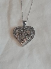 Eternal Treasures Silver 1/2 CTTW Diamond Heart Pendant Necklace MSRP  $400 NWOT