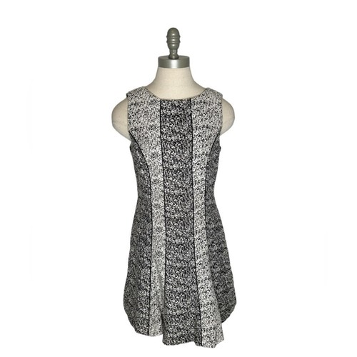 H&M Black White Contrast Tweed Patterned Sleeveless Skater Fit and Flare Size 10 - Picture 3 of 12