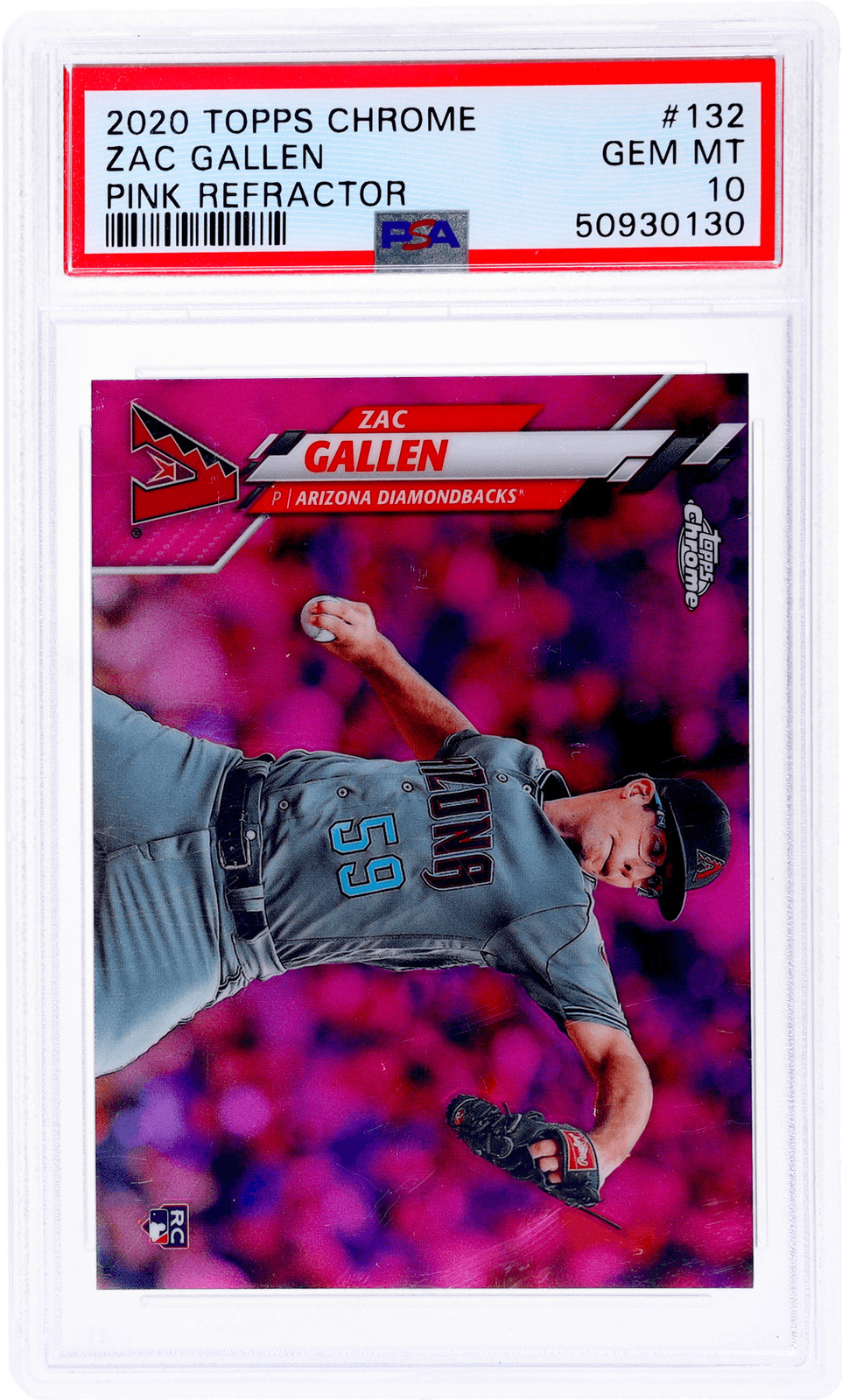 2020 Topps Chrome Zac Gallen Pink Refractor #132 PSA 10