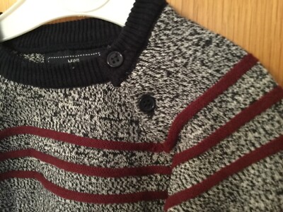 三 Mini Rebel Baby Boys Blue Marl Knitted Jumper 0-3 Months BNWTS
