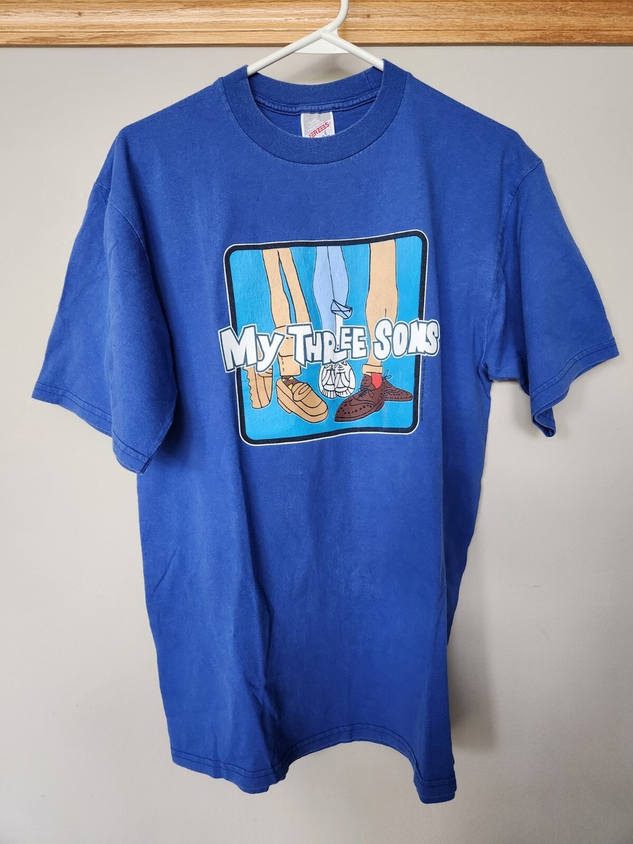 Vintage 90s My Three Sons 50s TV Show T Shirt Tee Blue Size Large L Jerzees