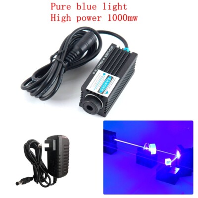 High-Power 450nm 1000mW Pure Blue Laser Dot Module 1W Micro-Engraving + Adapter