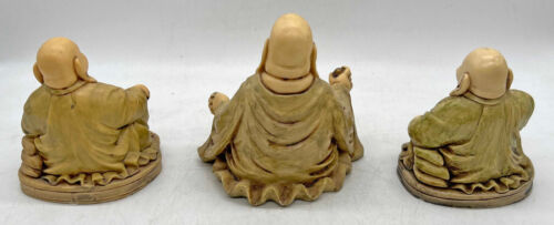 Set of 3 Resin Laughing Buddhas - Buddism Buddha Ornament - Picture 3 of 3