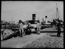HONFLEUR PORTERS C1939 PHOTOGRAPH Magic Lantern Slide NORMANDY VINTAGE