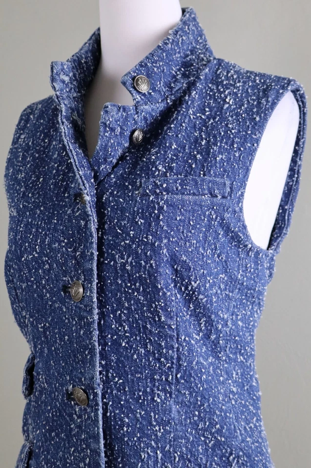 RAG & BONE New York $495 Textured Denim Sleeveless Vest Jacket Top Size 6 - Image 2 of 4