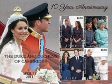 Tuvalu 2021 - The Duke & Duchess of Cambridge 10 Year Anniversary Sheetlet - MNH