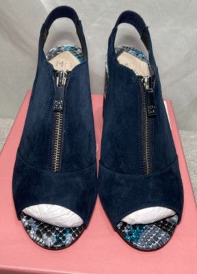 Moda in Pelle Loelia blaue Wildlederschuhe mit Reißverschluss vorne offene Zehenpartie Größe UK 7 / 40