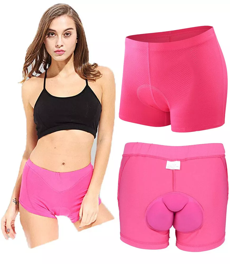 Womens Pink Gel 3D Padded Bike Shorts Pants Bicycle Cycling Underwear  Shorts USA