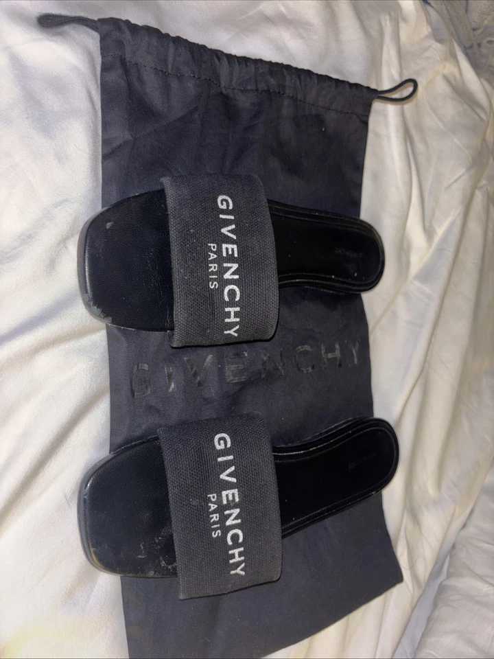 Sandalias planas Givenchy Paris negras con logotipo 4G auténticas talla 7 Foto 4 de 4