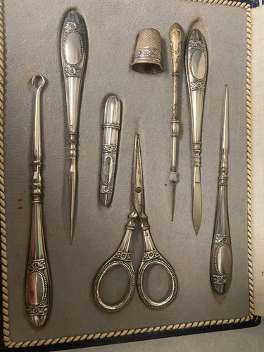 Art Nouveau Style Silver Plated *Sewing Kit 8pc.