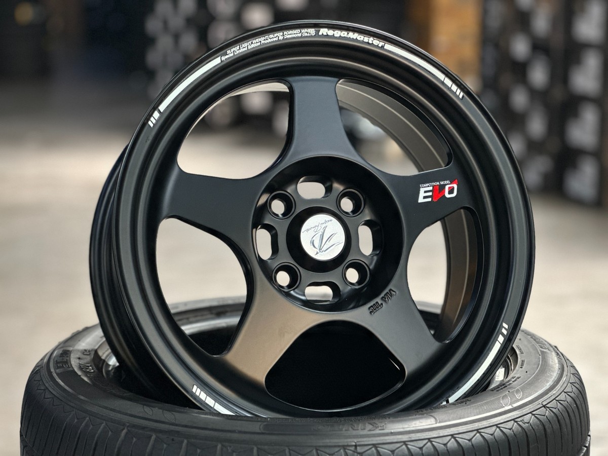 New 15x7 ET35 XOX EVO Regamaster Black Rim Honda Fit Jazz 4x100 (4