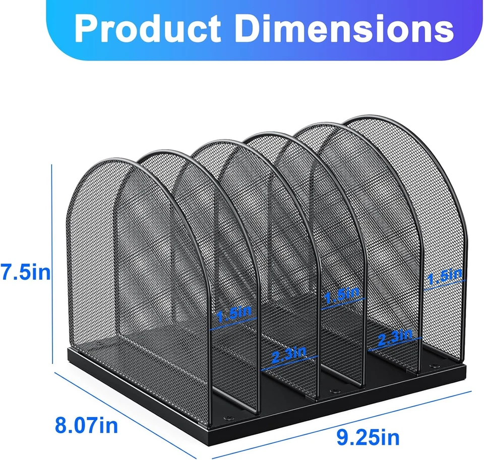 Organizador de archivos de escritorio, organizador de escritorio con 5 compartimentos, organizador de papel para Foto 3 de 4