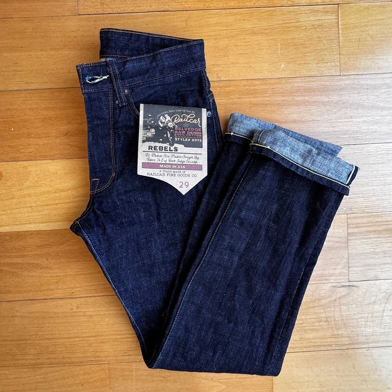 Railcar Fine Goods Jeans Men Size 29 x 32 Selvedge Denim Straight Japan USA Made