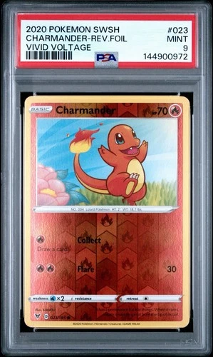 2020 Pokemon SWSH Vivid Voltage Charmander Reverse Foil Holo #023 PSA 9 MINT