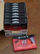 Sony HF 60 Minute Blank Cassette Tapes High Fidelity . Lot Of 9. New, Sealed