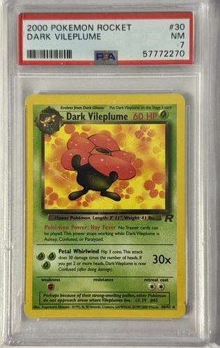 2000 POKEMON Team ROCKET #30/82  DARK VILEPLUME Non-Holo RARE PSA 7 NM Near-MINT