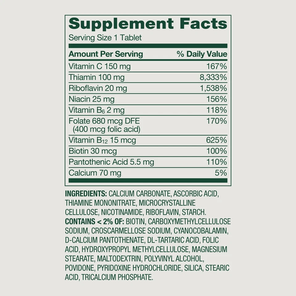 Spring Valley Super Vitamin B-Complex Dietary Supplement Tablets, 250 Count - Image 2 of 3