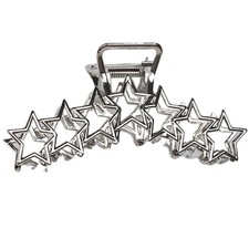 Silver Star Claws Large Metal Hair Claw Clips - 1 Count Pack of 1 , White