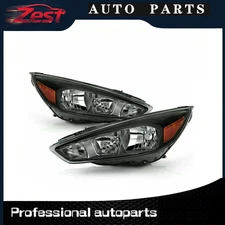 For 2015-2018 Ford Focus Black Halogen Headlights Pair (Left/Right) - No LED/DRL