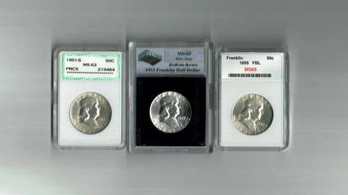 Franklin half dollars - BU - Lot of 3