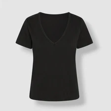 $88 Commando Women's Black Cloud V-Neck T-Shirt Size M