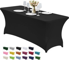 6FT Waterproof Stretch Spandex Table Cover Rectangular Table Elastic black
