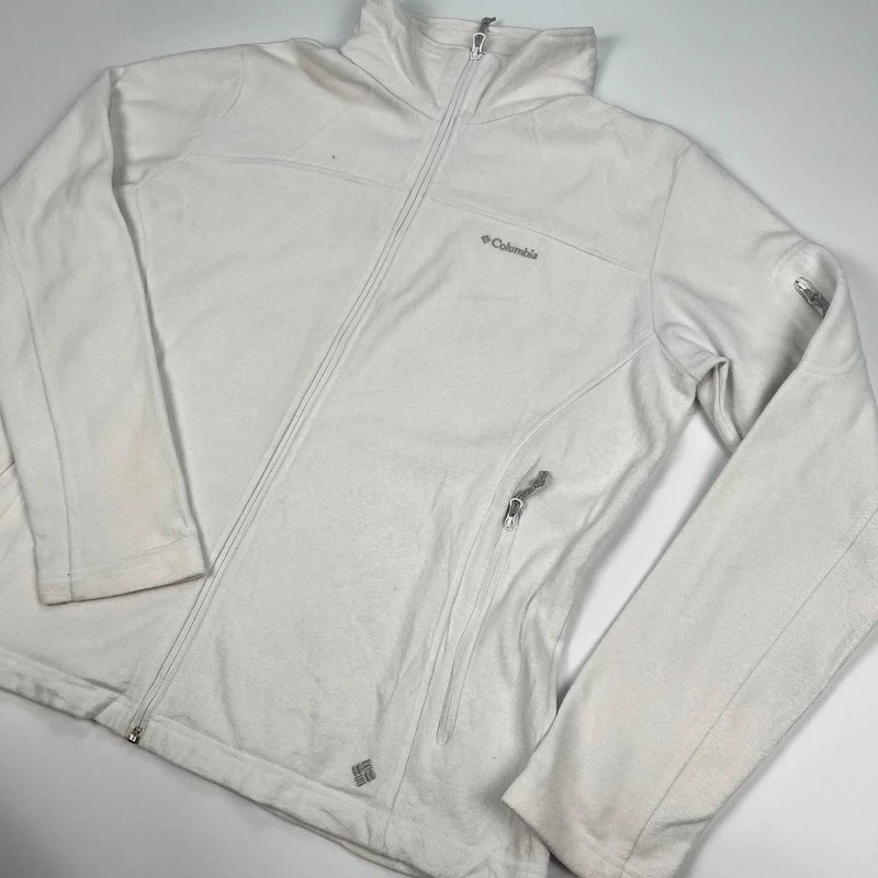 Columbia Full Zip Fleece Jacket Womens XL White Thermal Jacket Hiking image 2