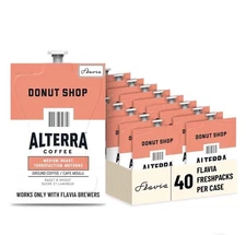 Alterra Donut Shop Coffee Freshpacks for  Brewers, Medium Roast (Case of 40)
