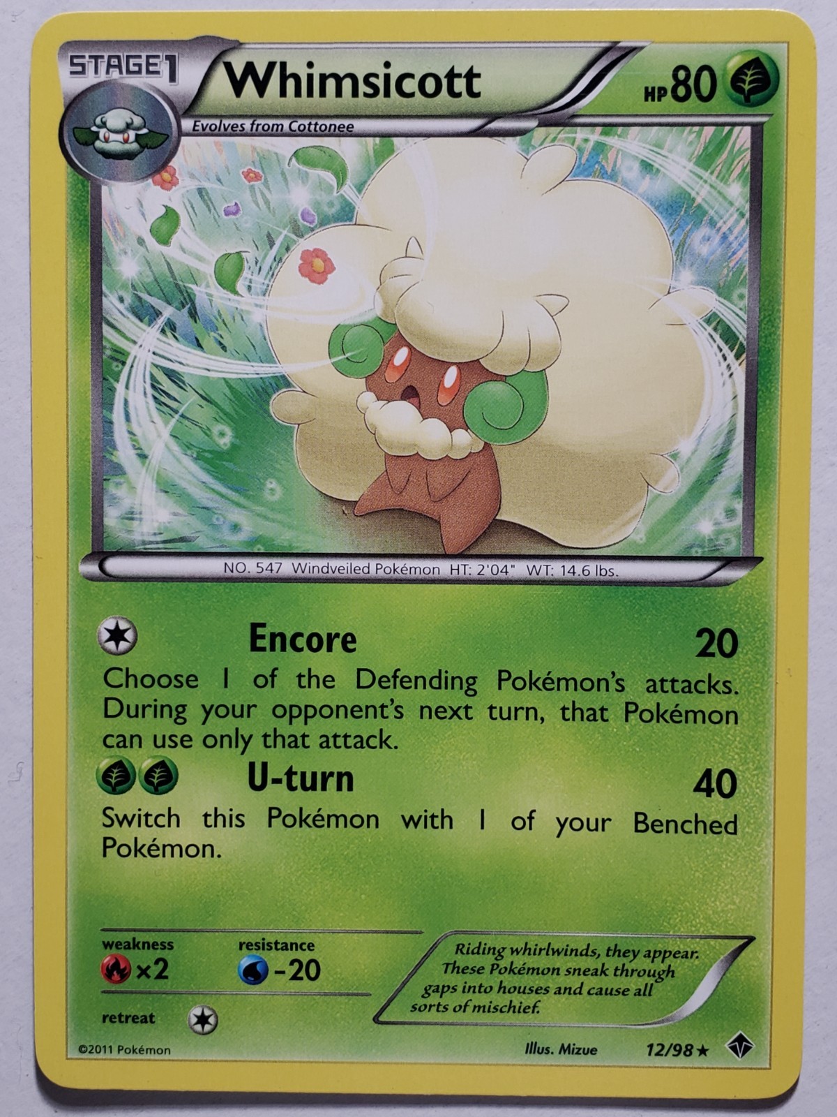 Whimsicott 12/98 VLP / NM Emerging Powers Pokemon Card $2 Combined Ship - Mizue