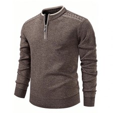 Mens Knit Sweater Half Zip Collar Pullover Casual Sport Golf Sweaters American S