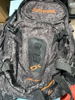 Dakine Heli Pro Backpack Black Orange Print Good Condition Travel Hiking Durable