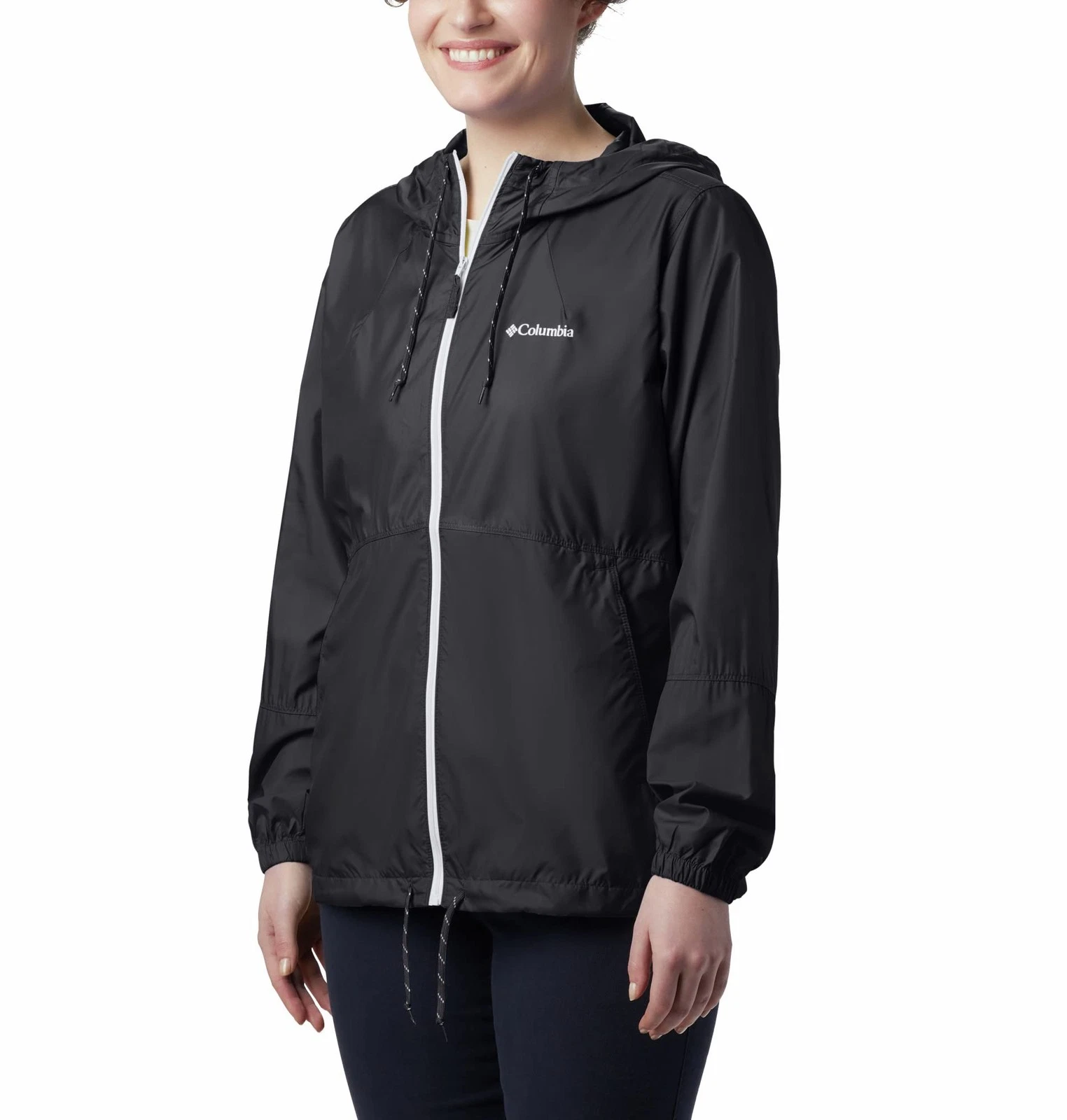 Columbia Women Flash Forward Windbreaker Black Matte Size XL