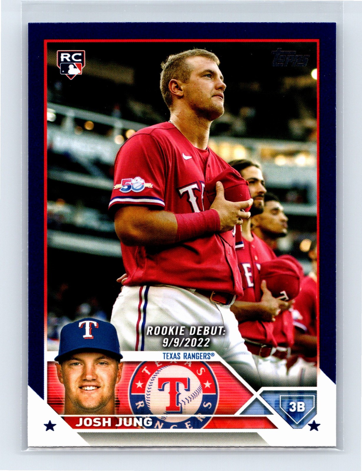 Josh Jung 2023 Topps Update Rookie Debut Royal Blue Parallel RC #308 - Rangers