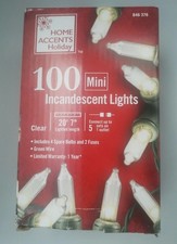 Home Accents 100 Incandescent Mini String Lights Clear White on Green Wire
