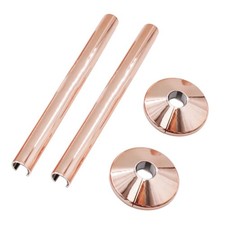 2 pk Pipes Radiator Pipe Covers sleeve 15mm Collars Cut Fit Bathroom Chrome