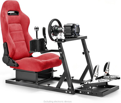 Racing Simulator Cockpit with Red Suede Seat 16Nm Direct Drive Support