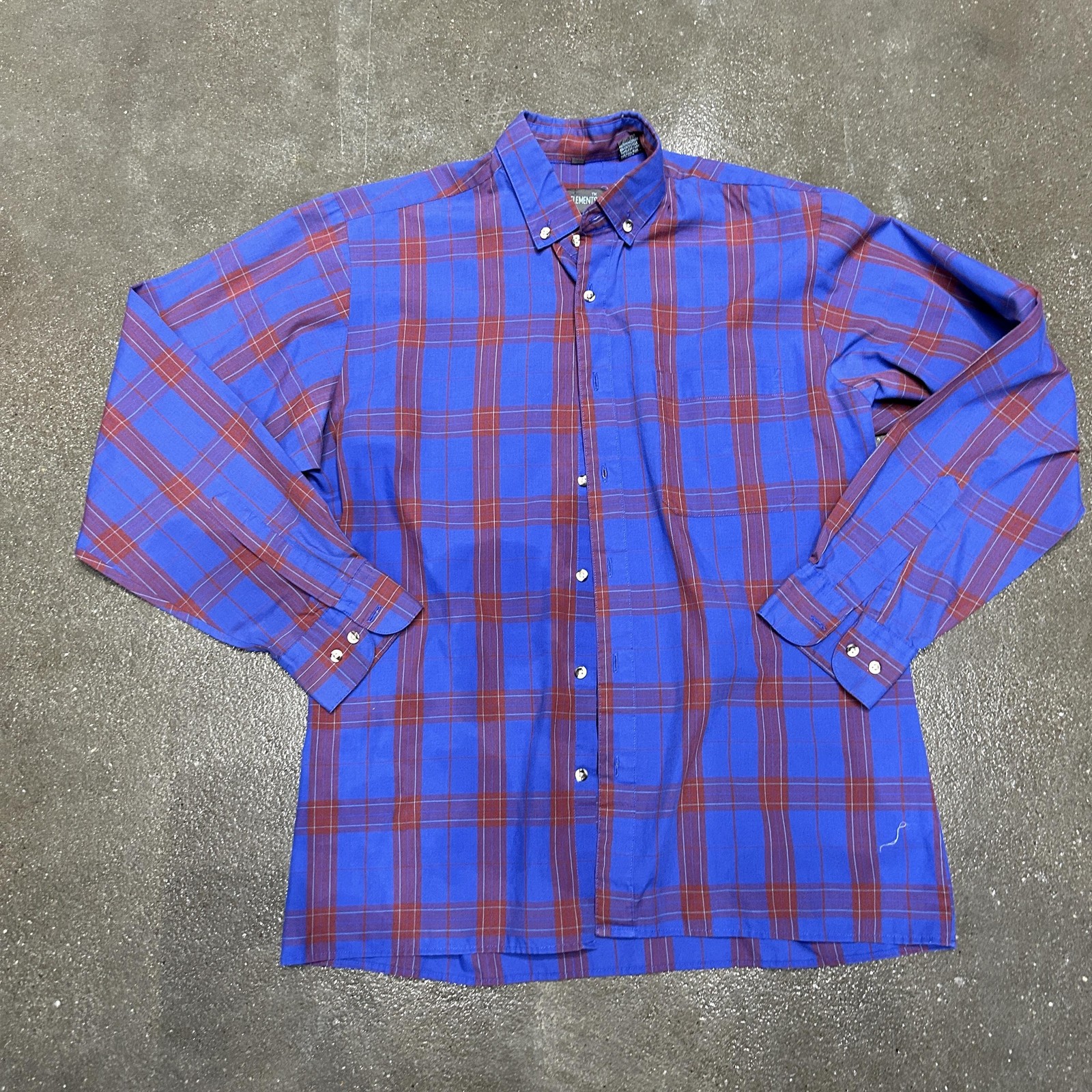 Basic Elements Shirt Mens Medium Blue Red Plaid B… - image 1