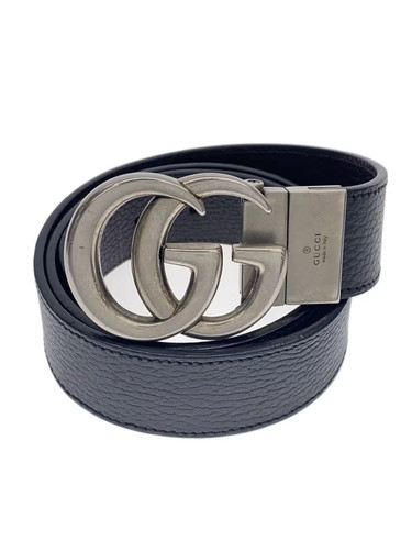 GUCCI Leather Belt, Black, Plain, Men's, 627055