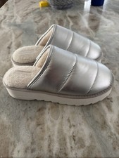 Anthropologie Maeve Puffy Platform Slipper Shoes Silver Size MEDIUM 8/9