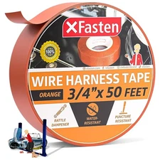 Wire Harness Tape Orange 3/4 Inch x 50 Feet High Temp Wiring Loom Harness Tap...