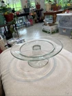 Vintage Footed Pedestal Cake Stand Plate Clear Glass 10.5” X 4.5”