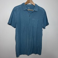 Calvin Klein 1/4 Button Polo Men's M Short Sleeve Shirt Blue 100 Cotton EUC
