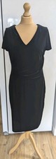 BNWT Together Velvet V Neck Side Ruched Dress Black UK 16 Stretch Xmas Evening