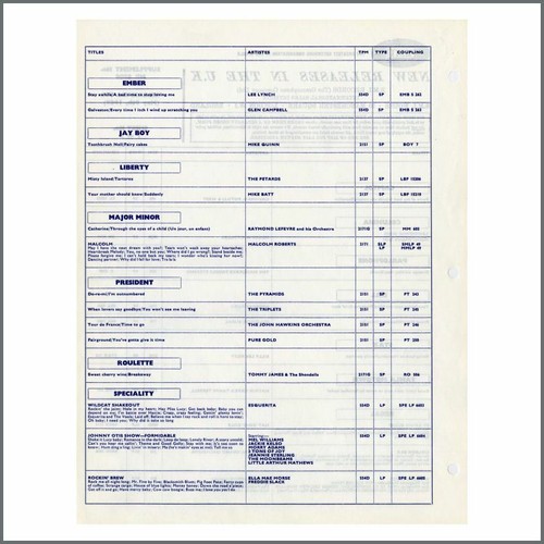 The Beatles EMI New Release Sheets May 1969 (UK) - Imagen 2 de 3