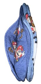 Super Mario Bros 3 Crew Socks 2 Pair Men 6.5-12 Blue Gray Red w Raccoon NES 8Bit