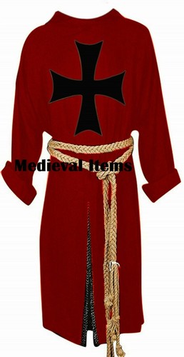 Manteau médiéval de style chevalier templier cape tunique à manches longues... - Foto 4 di 21